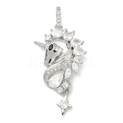 Brass Micro Pave Clear Cubic Zirconia Pendants KK-I476-13P-1
