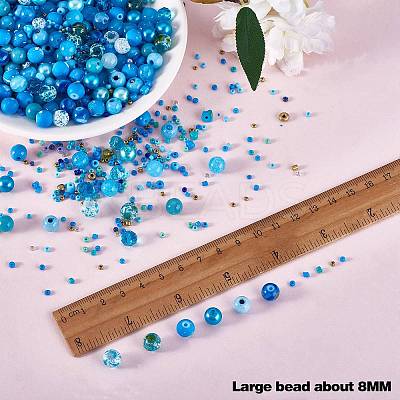 2 Bag Glass Round Beads Set JX547E-1