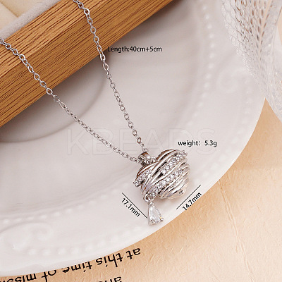 Brass Pave Cubic Zirconia Heart Pendant Necklaces for Women FS-WG96657-04-1