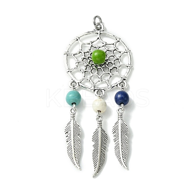 2Pcs 2 Styles Synthetic Turquoise Dyed Big Pendants PALLOY-JF02309-02A-1