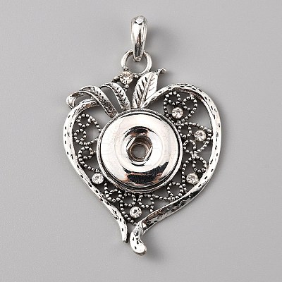 Alloy Rhinestone Hang Snap Base Pendant for Interchangeable Snap Charms Jewelry Making LS-FIND-WH0045-87AS-1