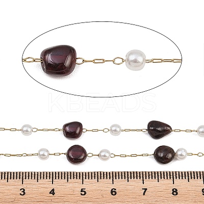 Natural Garnet Nuggets & 316 Stainless Steel Handmade Link Chains CHS-K021-14G-03-1