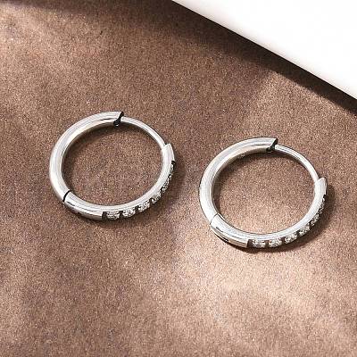 304 Stainless Steel Clear Cubic Zirconia Hoop Earrings EJEW-L307-05P-1