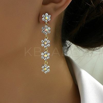Real 18K Gold Plated Brass Micro Pave Cubic Zirconia Dangle Stud Earrings for Women TR0164-3-1