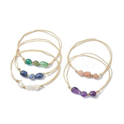 Mixed Natural White Moonstone & Agate & Amethyst & Sunstone & Lapis Lazuli Round Braided Beaded Bracelets for Women BJEW-JB09880-1