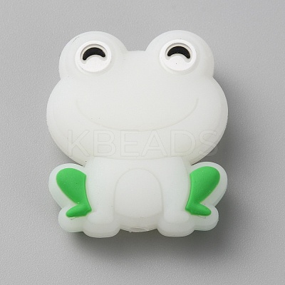 Frog Luminous Food Grade Eco-Friendly Silicone Beads LS-SIL-WH0003-12F-1