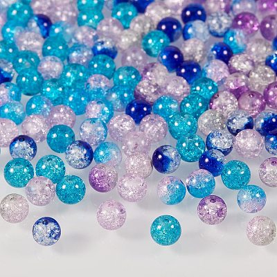 300Pcs 6 Colors Spray Painted Crackle Glass Beads CCG-SZ0001-11C-1
