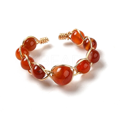 Adjustable Natural Carnelian with Brass Rings G-B075-01G-09-1