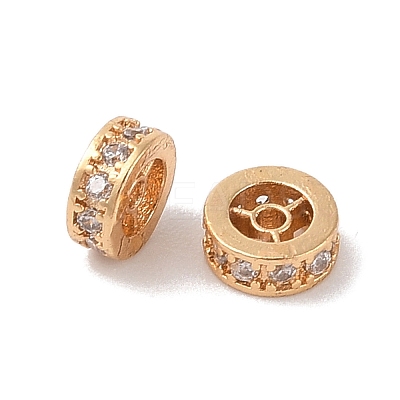 Brass Micro Pave Clear Cubic Zirconia Beads KK-B100-055C-G-1