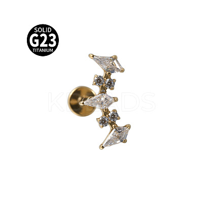 G23 Titanium with Clear Cubic Zirconia Internally Threaded Labrets WG8E19F-02-1