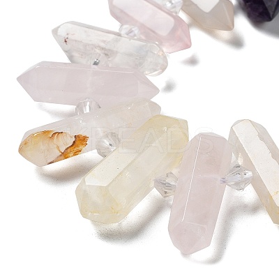 Natural Rose Quartz & Quartz Crystal & Tiger Eye & Labradorite & Black Agate & Red Jasper Beads Strands G-H247-06B-1