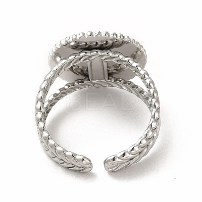 Tarnish Resistant 304 Stainless Steel Sun Open Cuff Ring Settings RJEW-B027-24P-1