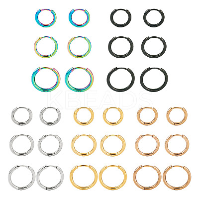 30Pcs 15 Style 316L Surgical Stainless Steel Huggie Hoop Earrings for Girl Women EJEW-TA0001-11-1
