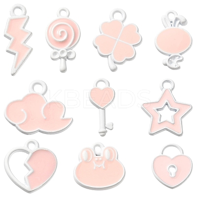 10Pcs 10 Style Spray Painted Alloy Enamel Pendants ENAM-YW0002-64-1