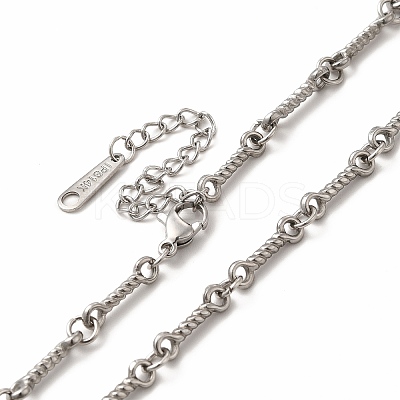 Non-Tarnish 304 Stainless Steel Twist Bar Link Chain Necklace for Women NJEW-E081-05P-1