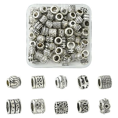 100Pcs 10 Styles Tibetan Style Alloy European Beads FIND-CJ0003-73-1