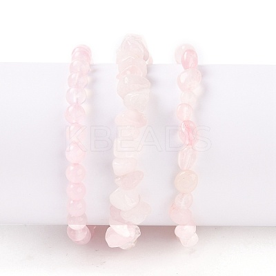 Natural Rose Quartz Stretch Bracelets BJEW-JB05647-1