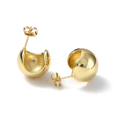 Brass Oval Dome Stud Earrings for Women EJEW-P214-04G-1