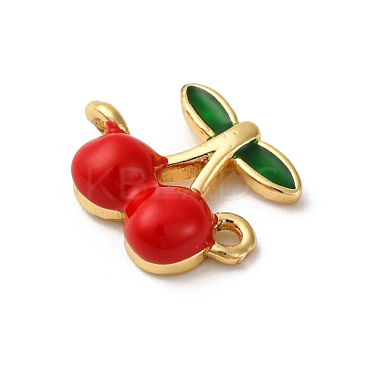 Brass Red Enamel Connector Charms KK-I276-13G-01-1