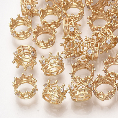 Brass with Cubic Zirconia European Beads X-KK-T035-122-G-1