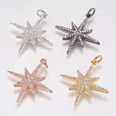 Brass Micro Pave Cubic Zirconia Pendants ZIRC-E145-52-1