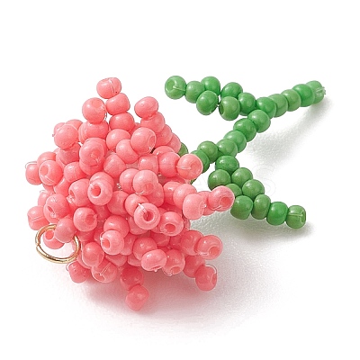 Glass Seed Beaded Flower Pendans PALLOY-MZ01224-02-1