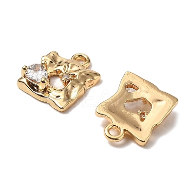 Brass Micro Pave Clear Cubic Zirconia Charms KK-A259-29G-1