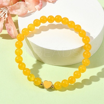 Natural Malaysia Jade Round Beaded Stretch Bracelets BJEW-JB09881-02-1