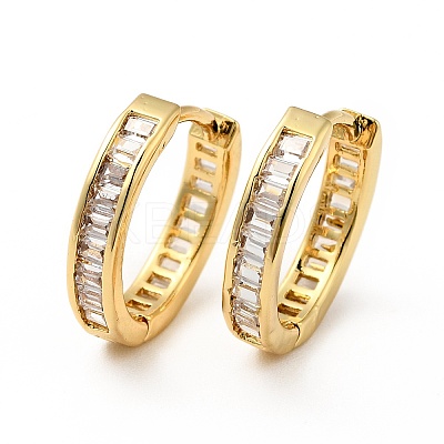 Clear Cubic Zirconia Hinged Hoop Earrings EJEW-F288-09G-1