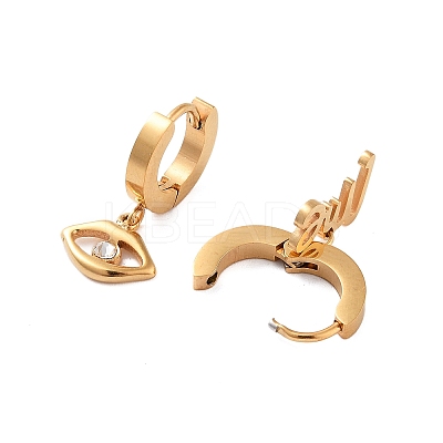 Ion Plating(IP) 304 Stainless Steel Dangle Hoop Earrings EJEW-A114-01G-1
