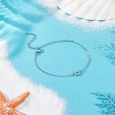 1Pc Stainless Steel Sun Link Chain Anklets AJEW-LP0007-63P-1