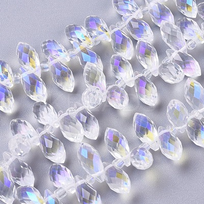 Electroplate Glass Faceted Teardrop Beads Strands EGLA-D014-38-1