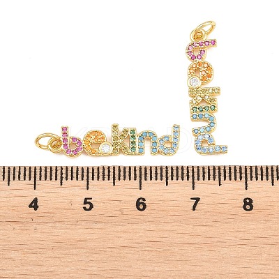 Brass Micro Pave Colorful Cubic Zirconia Pendants KK-P353-08G-1