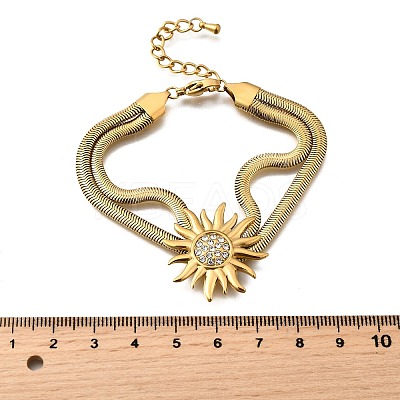 Sunflower 304 Stainless Steel Multi-layer Bracelets BJEW-135-01G-1