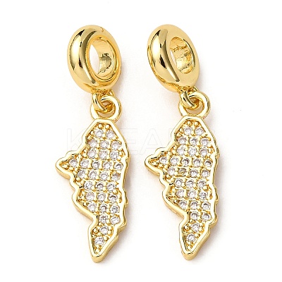 Brass Micro Pave Clear Cubic Zirconia European Dangle Charms KK-A265-07G-1