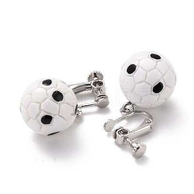 Round Football Dangle Clip-on Earrings for Women LS-EJEW-Z015-09-1
