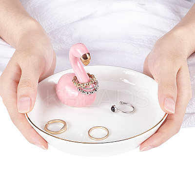 Porcelain Flamingo Ring Holder DJEW-WH0011-26-1