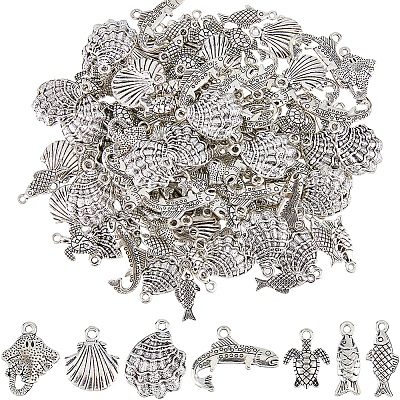 93Pcs 7 Styles Tibetan Style Alloy Pendants FIND-HS0001-87-1