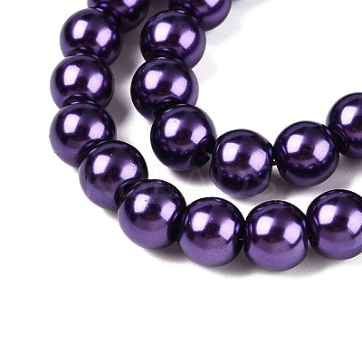 Baking Paint Pearlized Glass Pearl Round Bead Strands LS-HY-Q330-8mm-20-1