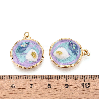 304 Stainless Steel and Enamel Resin Porcelain Glitter Powder Pendants STAS-T069-85A-1