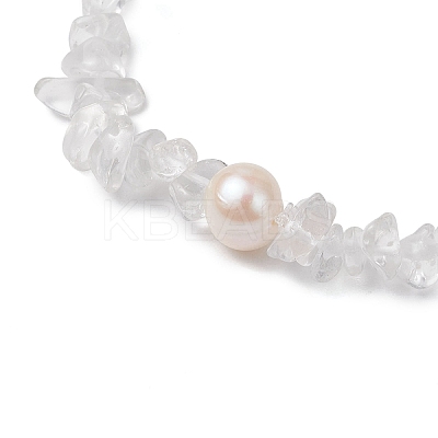 Natural Quartz Crystal Chips Stretch Bracelets for Women BJEW-JB11343-06-1