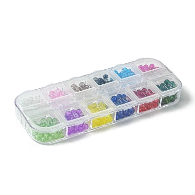 12 Colors Transparent Baking Paint Crackle Glass Beads CCG-FS0001-02B-1