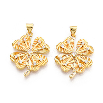 Brass Micro Pave Cubic Zirconia Pendants KK-M300-27G-01-1