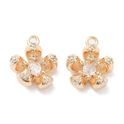 Brass Micro Pave Cubic Zirconia Charms KK-F871-34G-1