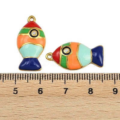 304 Stainless Steel Enamel with Rhinestone Pendants STAS-Z152-03G-02-1