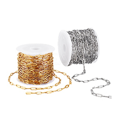 2 Colors 304 Stainless Steel Paperclip Chains CHS-PH0001-10-1