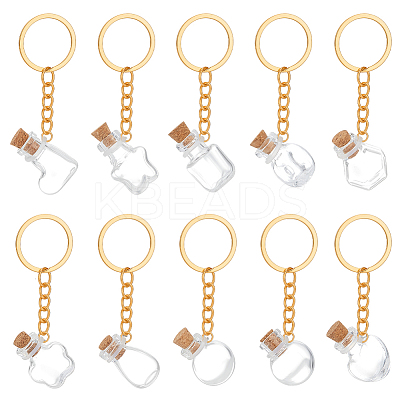 10Pcs Glass Bottle Keychins KEYC-NB00034-1