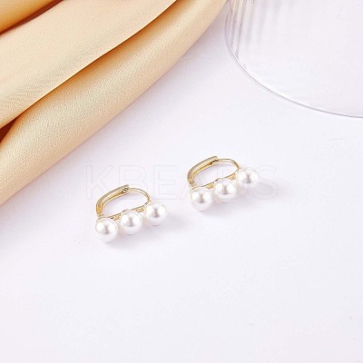 Triple Shell Pearl Beaded Hoop Earrings JE1001A-1
