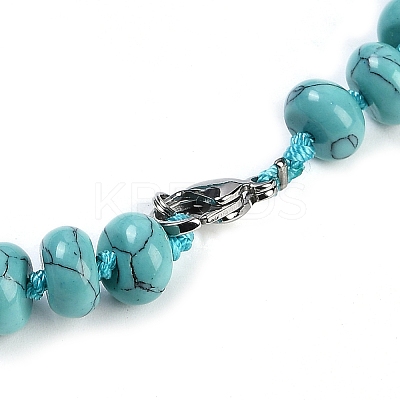 Synthetic Turquoise Rondelle Graduated Beaded Necklaces for Women Men NJEW-K388-02Q-1