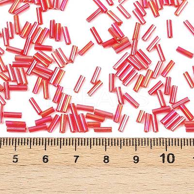 Transparent Colours Rainbow Glass Bugle Beads X-TSDB6MM165B-1